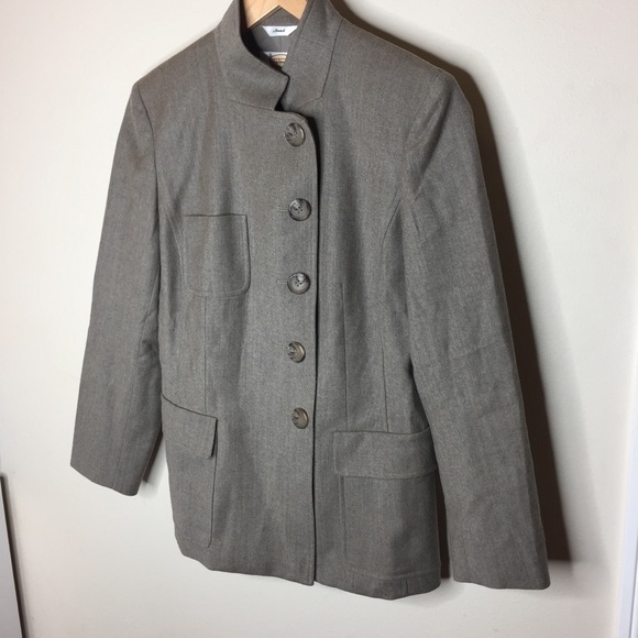 Talbots | Gray Wool Stretch Button Blazer Coat - Picture 3 of 8